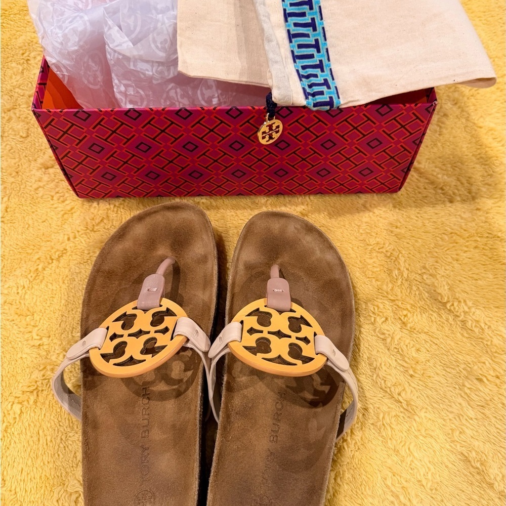 Tory Burch Women's Miller Cloud Tan Sandals - Picture 2 of 9